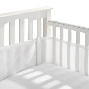 Breathable Mesh Liner for Full-Size Cribs, Classic 3mm Mesh, White (Size 4FS Covers 3 or 4 Sides)