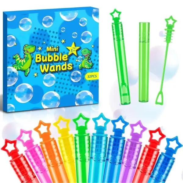 Halloween Fall Gift 32 PCS Mini Bubble Wands in 8 Colors, Children's Party, Birthday Party Carnival, Ideal Goodie Bag Filling, School Classroom Male and Female Awards