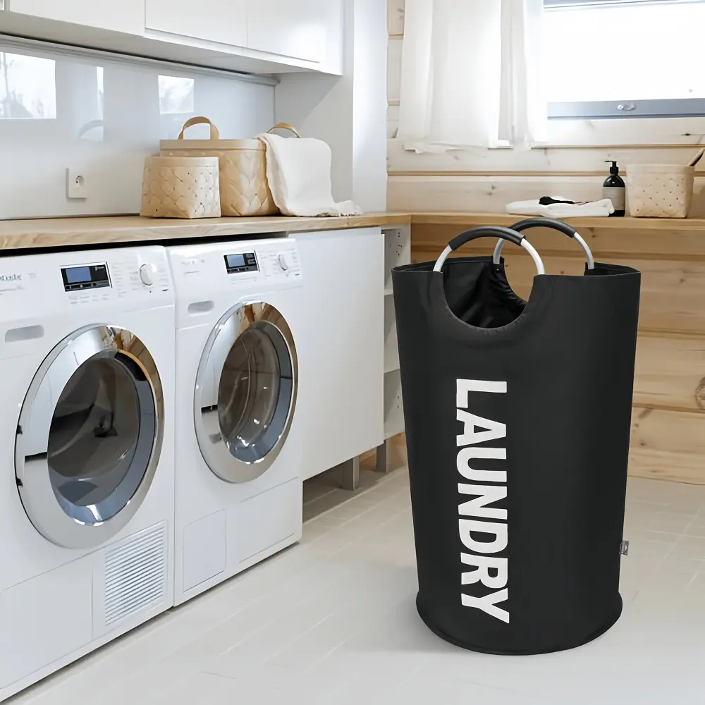 Large Waterproof Laundry Hamper Foldable Laundry Basket with Aluminum Handles Collapsible Clothes Storage Bin for Bedroom Bathroom Dorm Apartment Laundry Organizer Durable Large Capacity