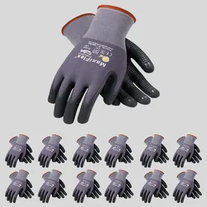 MaxiFlex Work Gloves Ultimate Men's Gray Nitrile Coated 12-Pack with Excellent Grip, Durable for Precision Outdoor Tasks, Machine Washable Construction Gear Safety