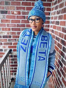 Zeta Grey Crest Scarf and Hat Set