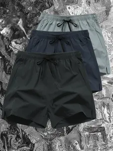 Men's Solid Color Boxer Briefs, Casual Comfy Breathable Underwear for Daily Wear, Men's Underwear for Summer