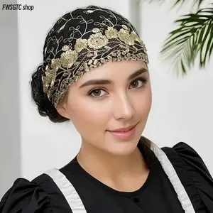 Exquisite floral embroidered lace headwear is breathable and highly stretchy. Featuring classic bohemian charm, it looks elegant and fits comfortably, being a practical stylish headscarf for daily casual wear.