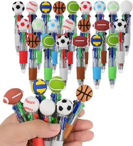 16-Pack Sports Mini Ballpoint Pens, 4-in-1 Sports-Themed Fun Ballpoint Pen Set, Soccer, Basketball, Volleyball Team Gifts for Sports Lover, Ideal for Classroom Rewards, Party Gifts, Mother's Day Gifts