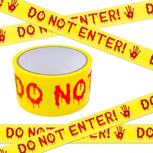Halloween caution tape: "Do Not Enter" yellow tape roll (4.8cm x 25m) for spooky decor. Perfect for parties, doors, and danger areas! Decoration