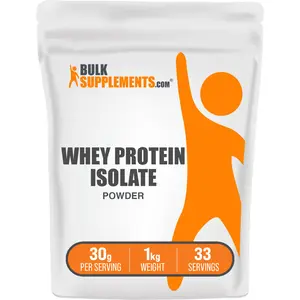 BulkSupplements - Whey Protein Isolate Powder - Muscle Growth and Recovery - 1kg - 30g per Serving