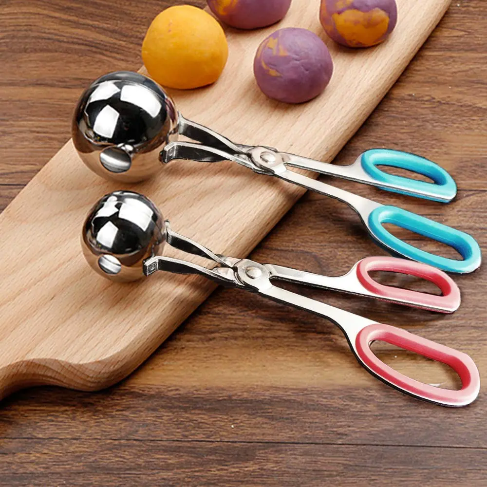 Meatball Maker  2 None-stick With Detachable Anti-slip Handles Stainless Steel Meat Baller Tongs Cake Pop Roller Ice Cookie Dough Scoop For Kitchen (1.38"&1.78")