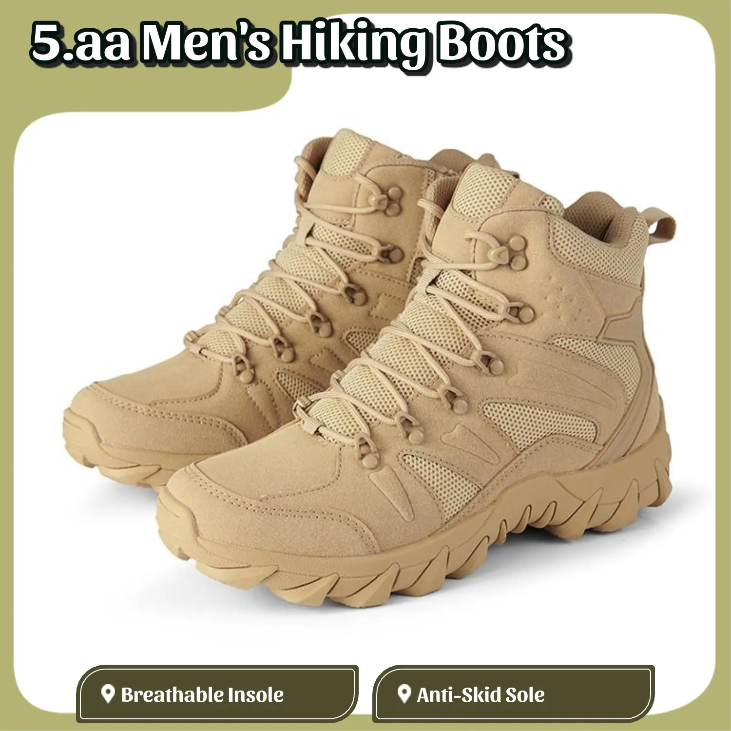 5.AAMen trekking,outdoor,Hiking Sports Shoes,safety,work ,hikingshose,boot,all-weather,comfort,trendy,sneaker,desert boots with Zipper, Breathable Lightweight Anti-Skid for Mountaineering Exploration Tactical All-Season Lightweight Non-Slip High Top Boots