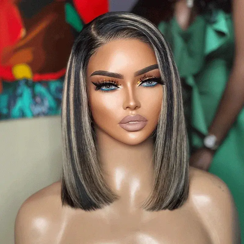 Highlight Honey Blonde Bob Wig 13x4 Lace Front Wigs P1B/27 Human Hair Straight BOB Wig Highlight Blonde HD Transparent Lace Wig Frontal Bob Wig For Woman