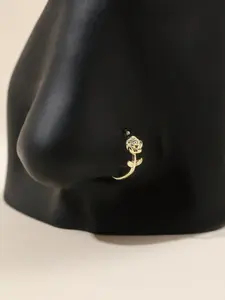 Women's Oxidized Zircon Nose Ring Copper Round Cartilage Ear Piercing Jewelry, Geometric Design, Soft Comfortable Body Accessory, All Seasons, Vintage Body Jewelry