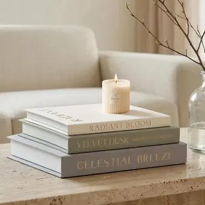Decorative Books for Home Decor, Set of 3 Linen Decorative Book Boxes Enhance Your Coffee Table, Bookshelf or Mantel Decor, Modern Neutral Design Faux Book Box for Hidden Storage and Decoration