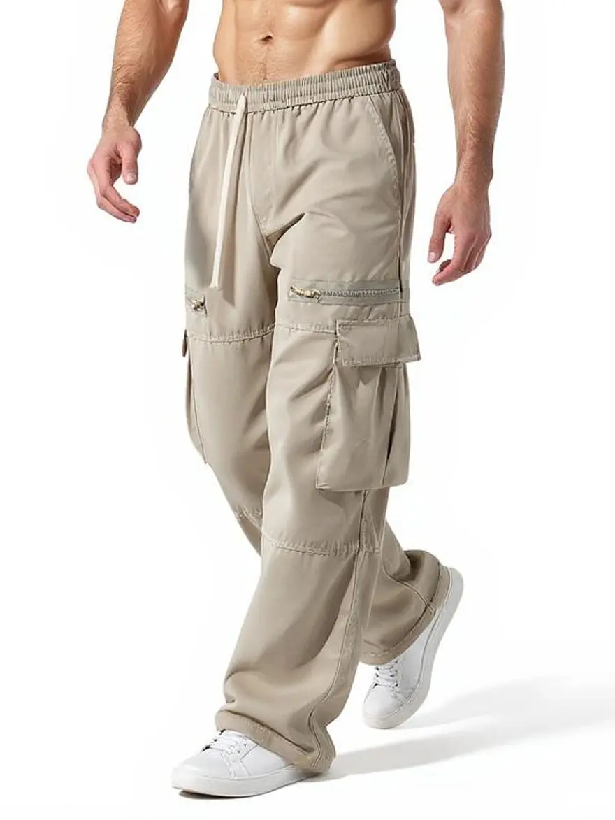 tiktok freeship Men’s cargo jogger , elastic waist, multiple pockets,  and comfortable street-style fashion, , retro design, versatile for running, home wear, outdoor activities, and more  men workout Casual Loose-Fit Drawstring Pants slacks