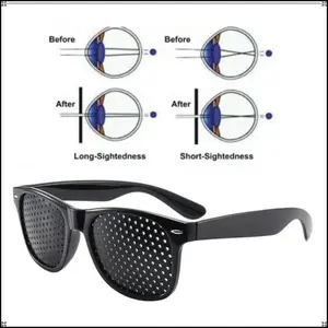 Unisex Pinhole Glasses for Vision Training & Eye Fatigue Relief Lightweight Black Frame Anti-Myopia Astigmatism Correction