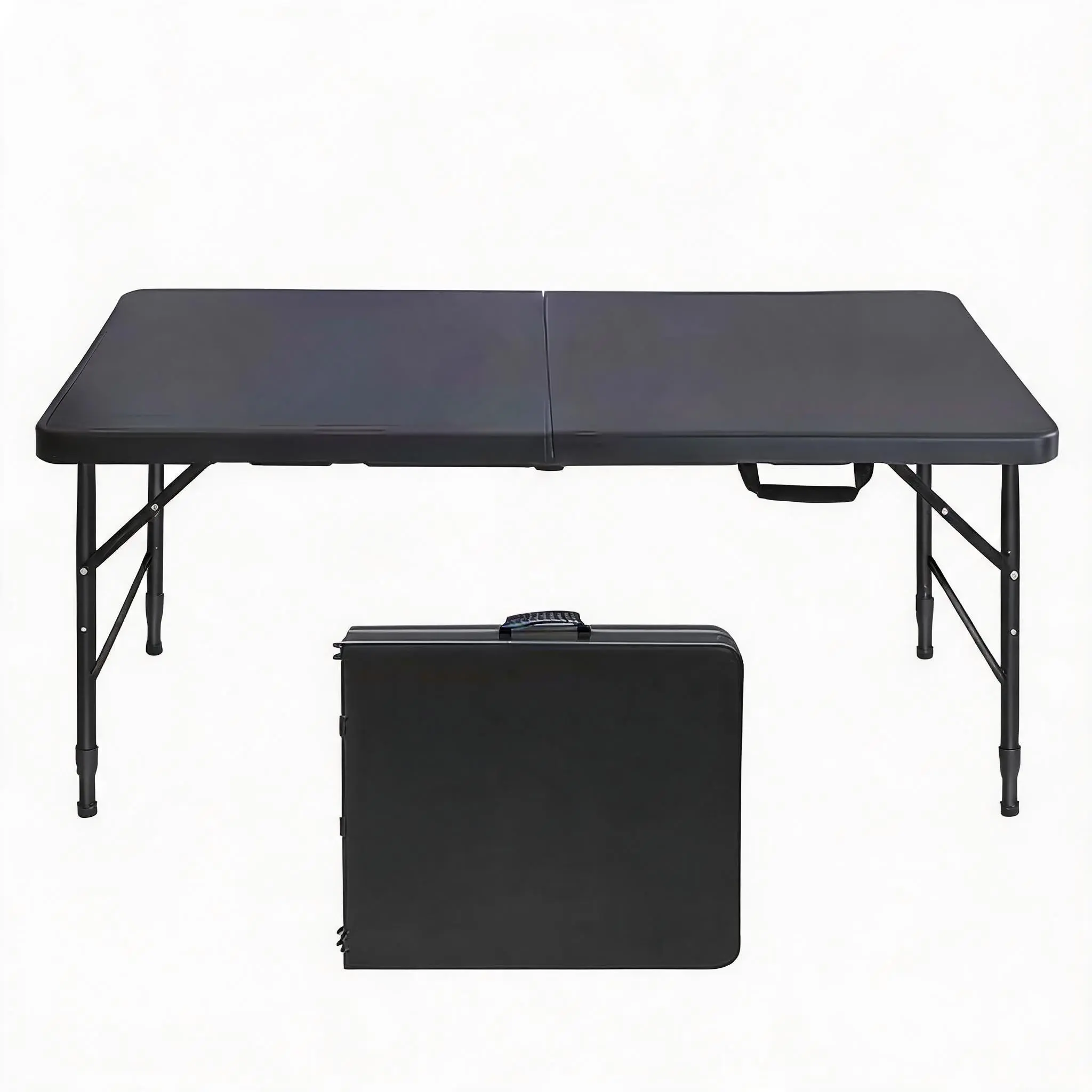 Folding Table 4FT Heavy Duty Portable Plastic Folding Table with Handle, Anti Slip Feet, Waterproof Easy to Clean, Foldable for Indoor Outdoor Use, Picnic Folding Table