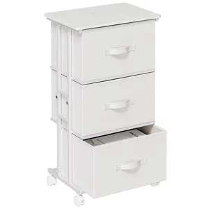 3 Drawer Dresser for Bedroom with Wheels, Storage Cabinet Organizer with Removable Fabric Bins, Sturdy Steel Frame for Living Room, Office, Entryway