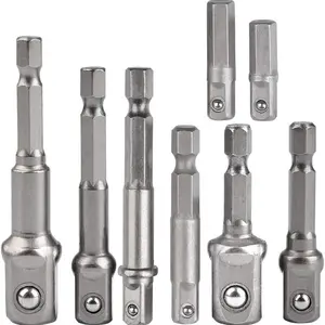 8-Piece Impact Socket Adapter Set Hex Shank Drill Bits, Wrench Conversion Tool, Electric Drills & Cordless Impact Drivers