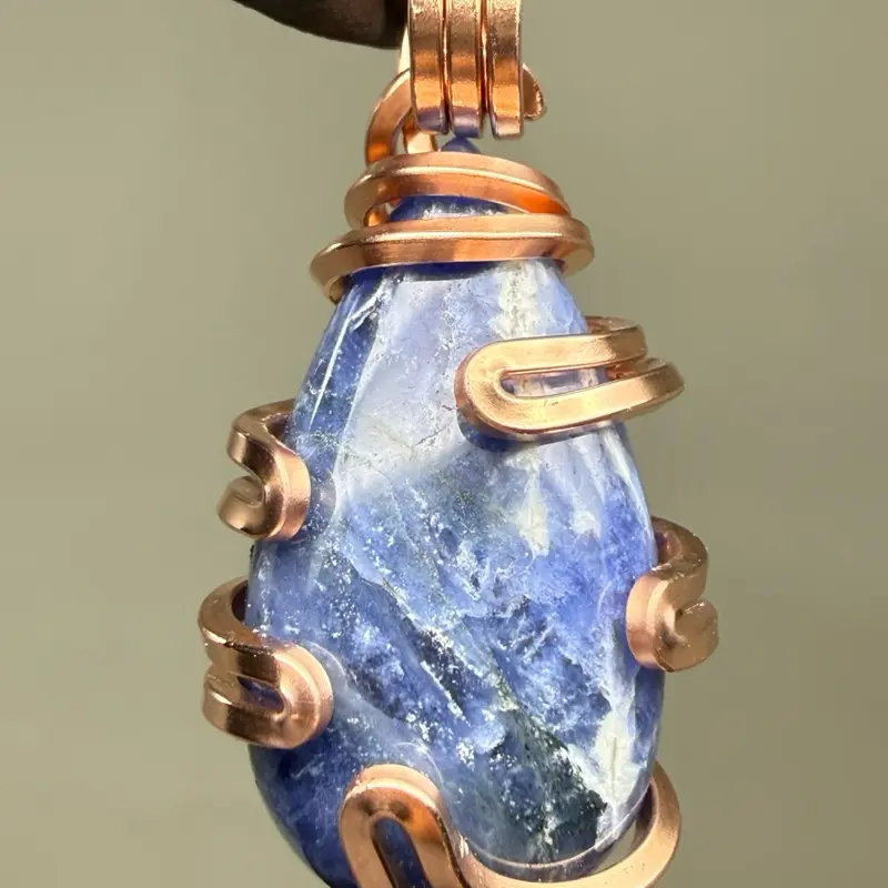 Sodalite Copper PENDANT Handcrafted Made in USA Unique Design Gift Anniversary Auspicious Birthday Daily Engagement