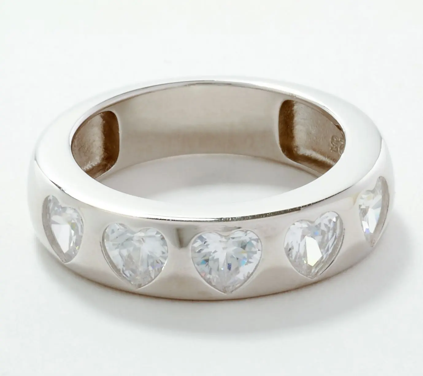 Diamonique x Melissa McGoff Heart Band Ring, Sterling Silver