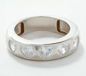 Diamonique x Melissa McGoff Heart Band Ring, Sterling Silver