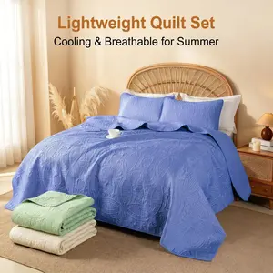 Bohemian Style Soundwave Technology Quilted Bed Sheet, Soft And Ultra-fine Fiber All Season Bed Sheet, Lightweight And Breathable Bed Blanket, Easy to Care for And Machine Washable Home Decoration, Perfect Holiday Gift Selection, with 1/2 Pillowcas