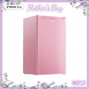 Upstreman mini fridge 3.2 Cu.Ft with Freezer Compact Single-Door Fridge for Dorm Office Bedroom BR321 Adjustable Temperature Thermostat Energy-Efficient Quiet Operation Pink tiktokshopspringglowup