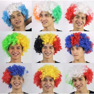 World Cup Wig Must-have fan kit!Soccer Party Supplies Color wigs + flags, perfect for photos# FanSupplies Breathable Crazy Hair Wig  Watch Party Gear