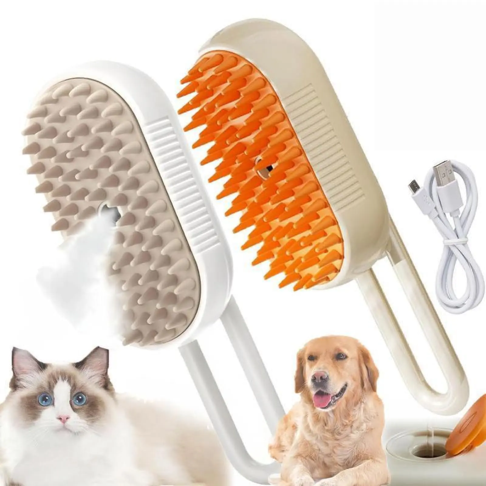 3-IN-1 Counts Set Steamy Cat Brush Grooming,Dogs Steam Brush for Cats Remove Flying Fur,Steam Advanced Pet Hair Removal Comb pet pal brush,Steam Pet Brush for Pet Hair Comb for,Pet Steam Brush,Cat Dog Hair Remover, Adjustable Pet Hair Remover,Pet Steamy .