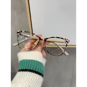 Women's Fashion Leopard Pattern Cat Eye Frame Eyeglasses, Casual Trendy Anti-blue Light Eyeglasses for Everyday Use, Fashion Accessories for Outdoor Activities