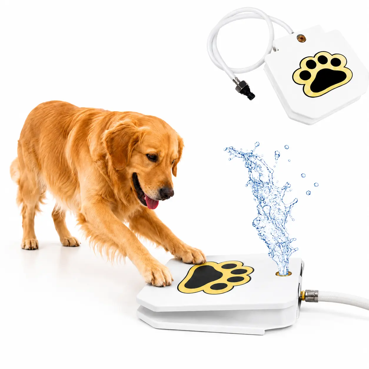Iron-Plastic Outdoor Paw-Activated Dog Water Fountain - Step-On Sprinkler, Interactive Toy, Self-Serve Automatic Dispenser, Durable Easy-to-Use Hydration Station for Backyard, Garden
