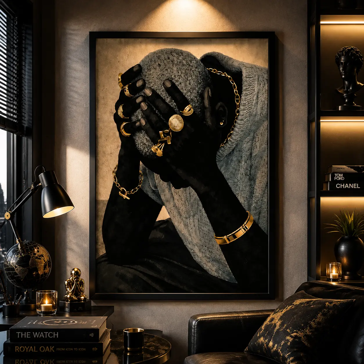 Luxury Black Art, Black Man Poster, Black Men Wall Art, Black Art Prints, Afrocentric Urban Wall Art, Afro Fashion Decor, Black Man Wall Art, African American Canvas Print, Urban Culture Decor, Living Room Wall Decor, Bedroom Office Decor, Gift for Him