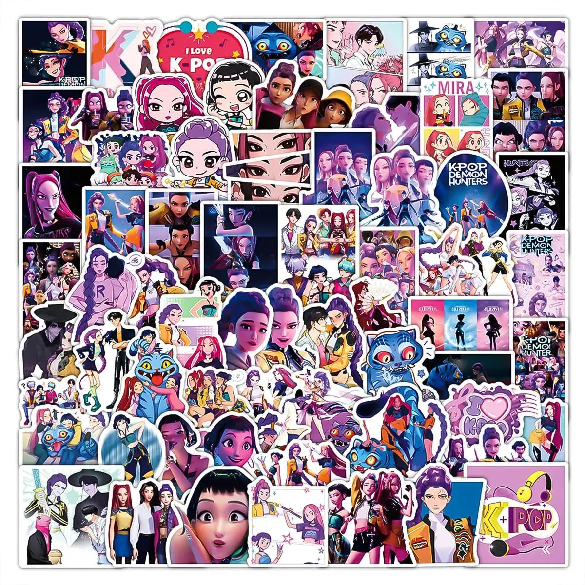 Demon Hunters Movies Stickers Pack,Vinyl Waterproof Decal for Water Bottle Laptop Toy Sticker for DIY Decorate Bumper Phone Hard Hat Kids Teens Gifts