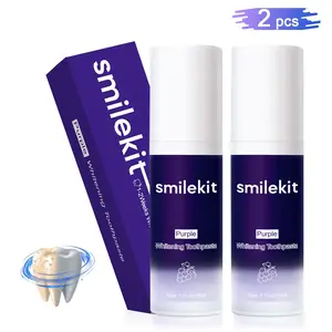 2-Pack Purple Whitening Toothpaste Combo, Small Toothpaste, Grape Flavor, Deep Cleaning, Gentle Non-Irritating, Fresh Breath, Travel Portable