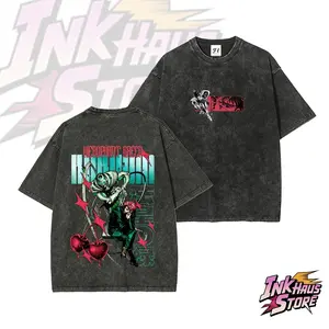 Unisex Hierophant Green Acid Wah Cherry Graphic Cotton T-Shirt - Short-Sleeve JJBA JoJo's Bizarre Adventure Part 3 Stardust Crusaders Kakyoin Casual Oversized Menswear Top, Gift for Anime Lovers