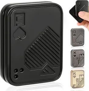 Fidget Toys Adults EDC Metal Fidget Slider Magnetic Poker Push Card Sensory Office Desk Gadget For Adults Operation Stress Relief Calming Motion Focus Control Travel Portable