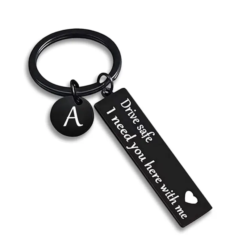 Drive Safe Keychain for Boyfriend/Girlfriend/Family on Birthday Father Day Gifts-26 Letter Design-Stainless Steel Material-Love Gift Ideas