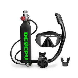 Mini Scuba Tank, DEDEPU 1L Dive Portable Lungs Air Tank with Snorkel Mask, 15-20 Minutes Diving Time, Underwater Breathing Diving Gear, Backup Air Cylinder Emergency Rescue Pony Bottle Goggles Mask