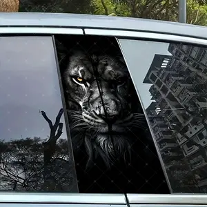 2pc Lion Vinyl Sticker Car B-Pillar Protection Decal, Truck Car Decal, Easy Peel & Stick Sunproof Waterproof Scratch-Resistant, Fits All Cars