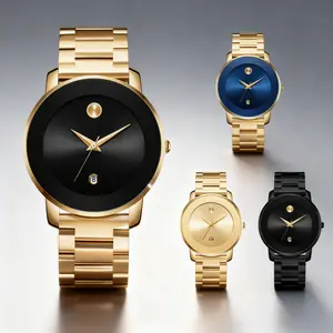 Luxury Business Quartz Watches For Ladies And Gentlemen Featuring Solid Stainless Steel Straps Calendar Function And Water Resistance With A Minimalist Design They Are Elegant And Durable Suitable For Daily Wear