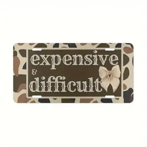 6x12 Inch Rustic Western Heavy-Duty Aluminum Fancy License Plate - Vintage Cowboy Home Decor with Intricate Text, Camo Bow, Bull Head, Personalized Car Plate for Car Accessories, Vehicle, Truck