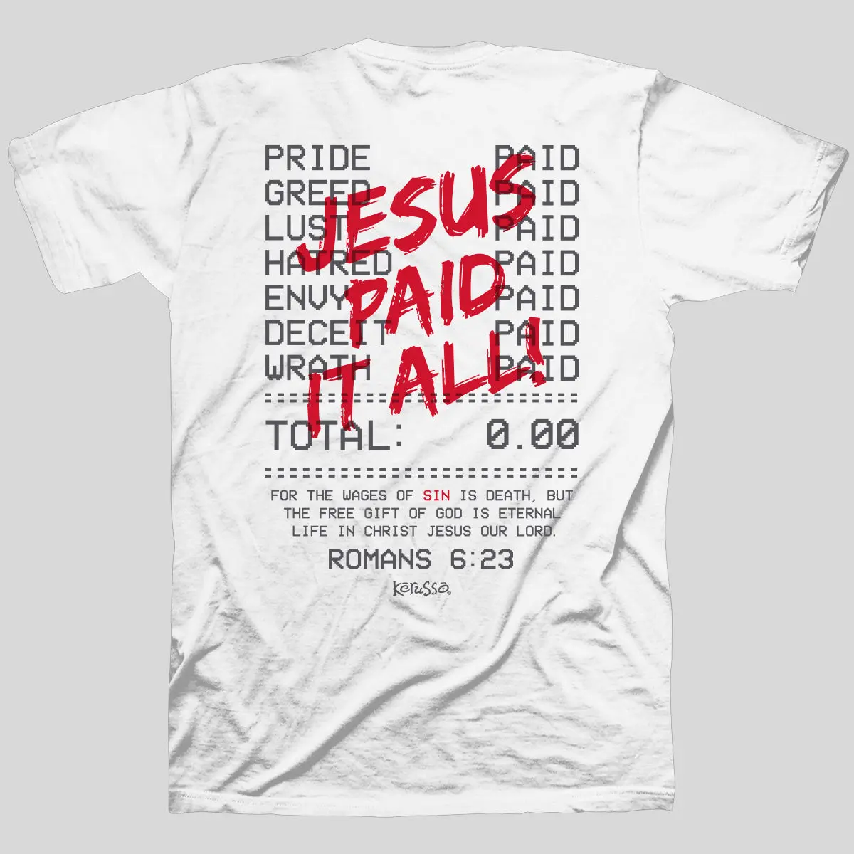 Kerusso Christian Classic Cotton Short-Sleeve T-Shirt - Casual Layer, Paid Receipt Inclusive