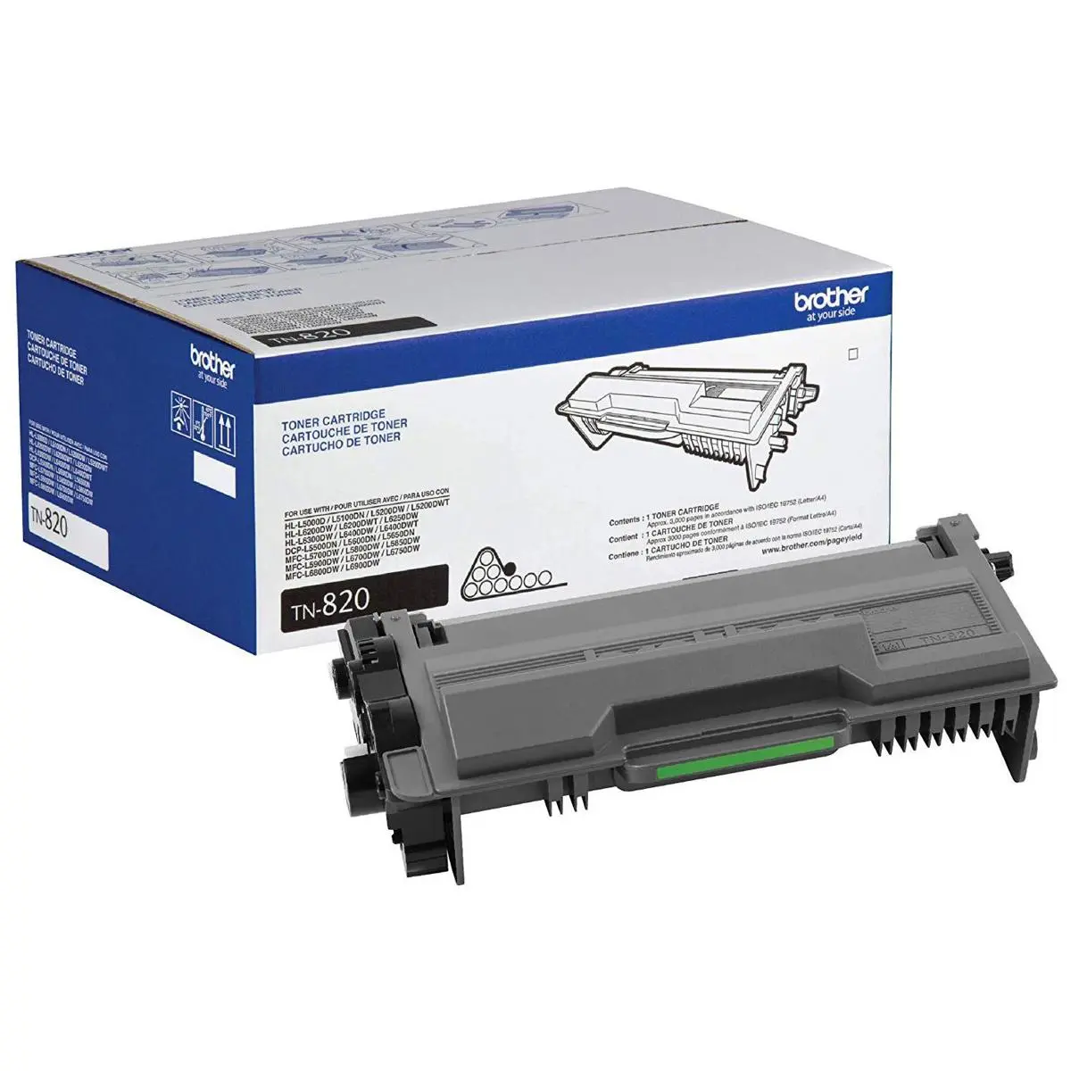 Brother TN820 Standard Yield Toner Cartridge, Up to 3000 Pages, Black, Tn820 Series