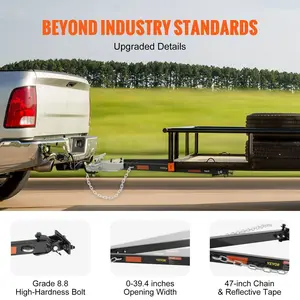 VEVOR Tow Bar, 5500 lbs Towing Capacity with Chains, Powder-Coating Alloy Steel Bumper-Mounted Universal Towing Bar, Coupler Fits 2-Inch Ball Hitch, 39.4-Inch Opening Width, for RV Car Trailer Truck