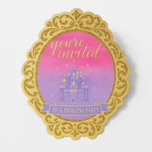 Disney Princess "Once Upon a Time" Glitter Invitations - 8 Pk Disney Princess "Once Upon a Time" Glitter Invitations - 8 Pk