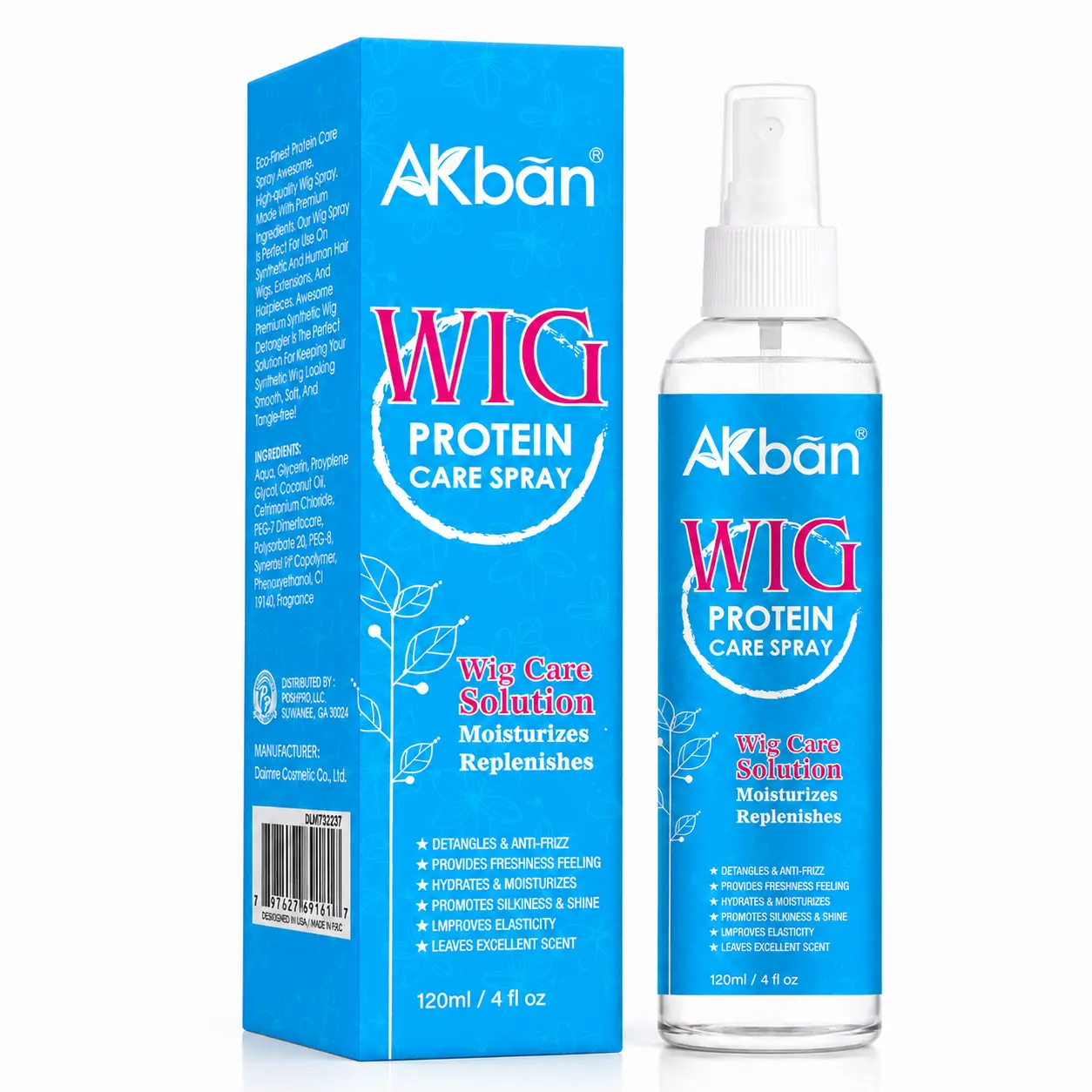Wig Protein Care Spray - Dead Sea Magnesium Chloride Leave-In Treatment with Detangling, Hydration Boost, Antifrizz, Cleanser, Smoother, Youth Support, Fresh Aroma for Synthetic & Natural Wigs (Beauty & Personal Care, Hair Oils & Treatments)
