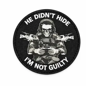 Embroidered Skull Motif Tactical Patch Easy-Attach Sewing & Fabric Accessory Dark Humor Design for Tactical & Streetwear Fans