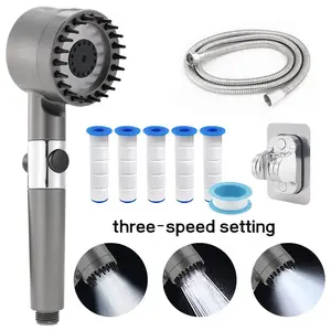 Shower Head with Handheld, Shower Heads High Pressure, High Flow Even with Low Water Pressure-Hand Held Showerhead Set,3 Modes Filtered Showerhead with 59″Replacement Hose/Bracket/Cotton Filters