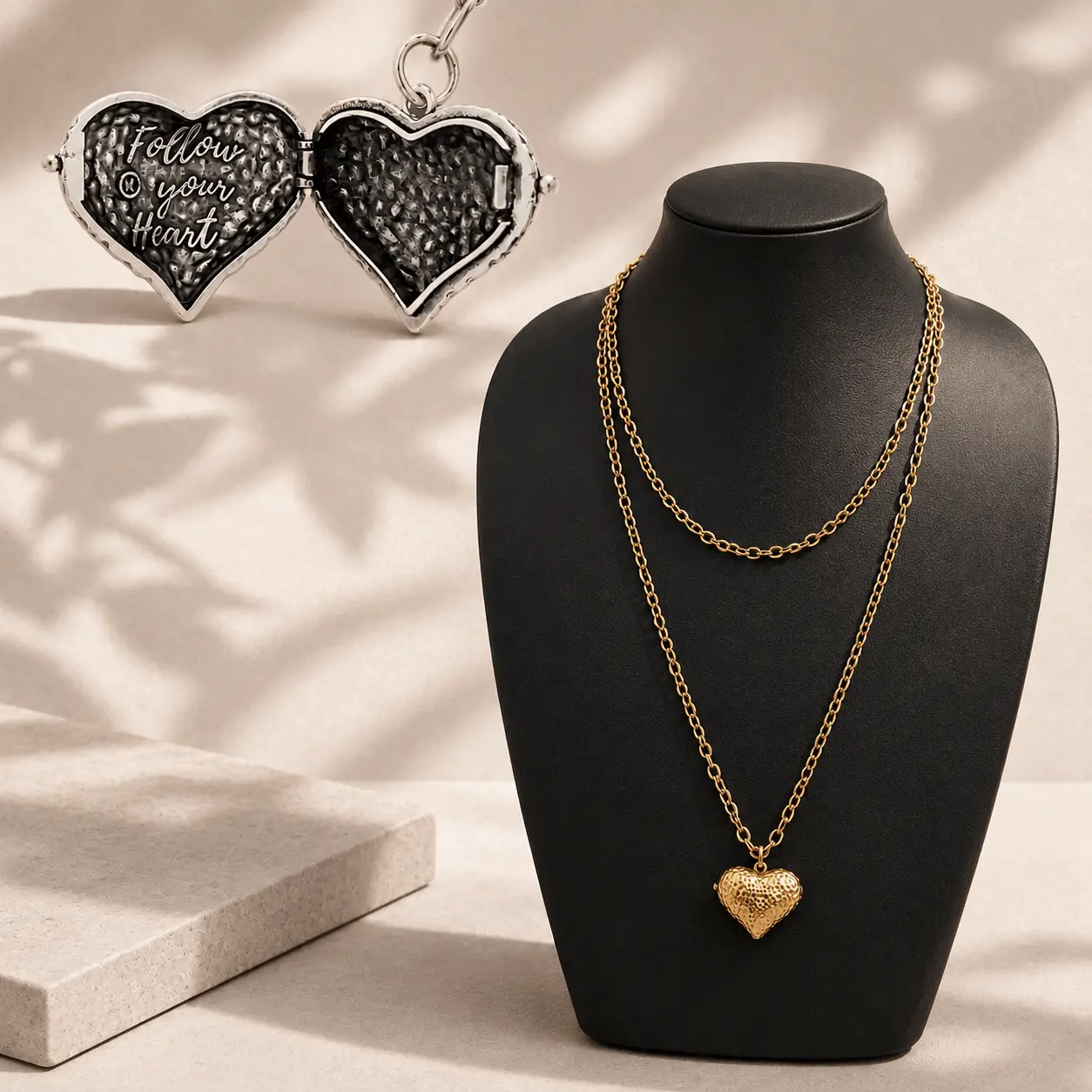 Follow Your Heart Heart Locket Essential Necklace vintage jewelry chain charm necklace