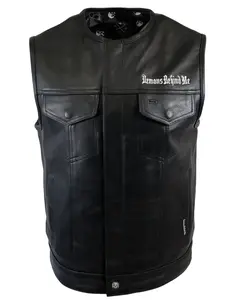 Premium Black Genuine Leather Gun Pocket Riding Vest