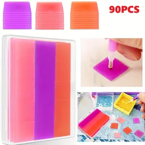 90 Piece DIY Diamond Painting Clay Storage Box Set, Includes Tools & Accessories, Perfect for Art Stitching Projects (3 Colors)