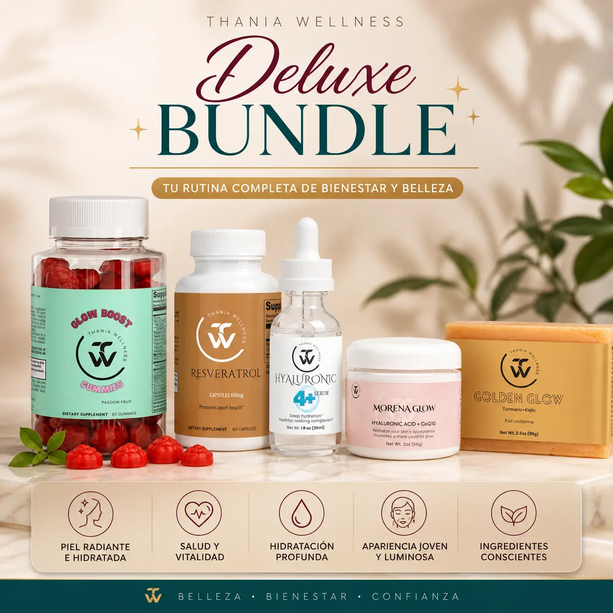 Bundle Deluxe, resveratrol, collagen, hyaluronic acid, turmeric, all you need in one